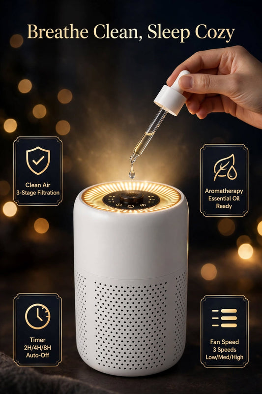 White Desk Air Purifier with Aroma Therapy & Night Light- (pack of 2)